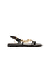 Sandalo nero con dettagli in oro