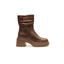 Tronchetto Donna Marrone in Pelle con Plateau Tacco 6 cm Gambale Arricciato