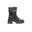 Tronchetto Donna Nero in Pelle con Plateau Tacco 6 cm Gambale Arricciato
