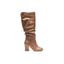 Stivale alto marrone in pelle con gambale morbido e tacco 7,5 cm Evro Fashion