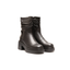 Tronchetto Donna Nero in Pelle con Plateau Tacco 6 cm Gambale Arricciato