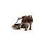 Décolleté a T marrone in pelle con tacco svasato 8 cm Evro Fashion