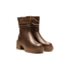 Tronchetto Donna Marrone in Pelle con Plateau Tacco 6 cm Gambale Arricciato
