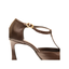 Décolleté a T marrone in pelle con tacco svasato 8 cm Evro Fashion