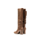 Stivale alto marrone in pelle con gambale morbido e tacco 7,5 cm Evro Fashion
