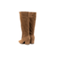 Stivale alto in camoscio tortora con tacco a blocco 7 cm Bianca D