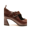 Scarpa con fibbia in pelle bordeaux e tacco svasato Evro Fashion
