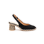Slingback nera in pelle e corda - Moana