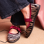 Friulane Donna Zebrate in Velluto con Cinturino e Fibbia Bordeaux – Macarena
