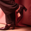 Scarpa con fibbia in pelle bordeaux e tacco svasato Evro Fashion
